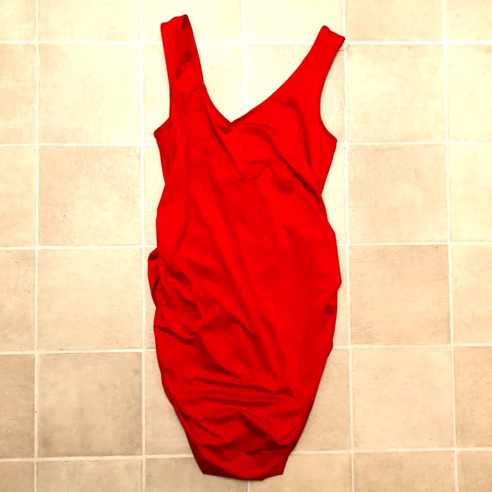 Red, tight dress